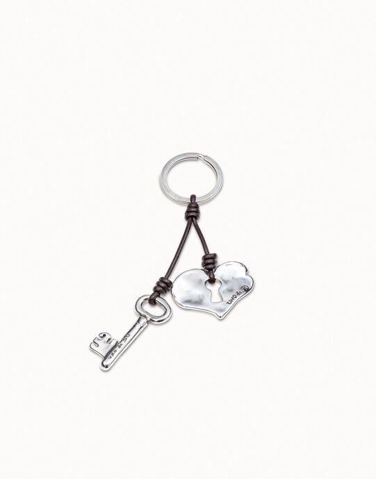 Porte-cl&eacute;s plaqu&eacute; argent Intimit&eacute; en forme de c&oelig;ur