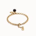 Link chain bracelet with heart charm and murano glass