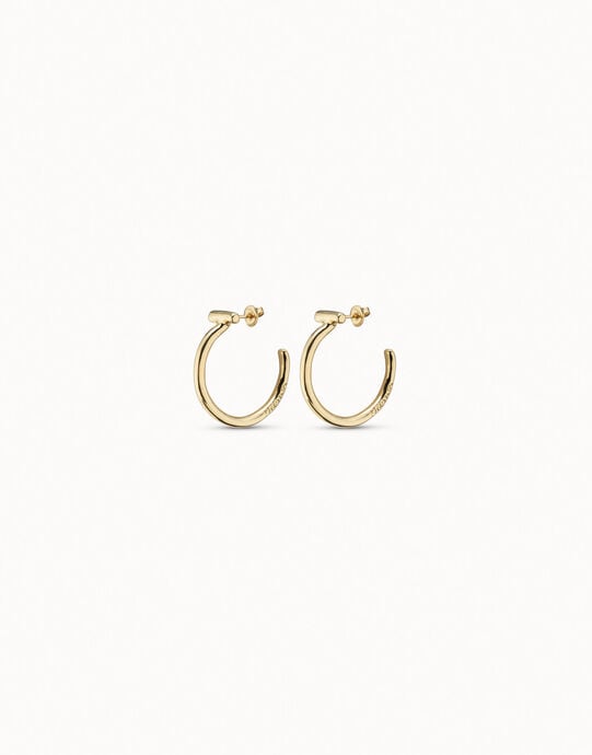 Orecchini rotondi placcati oro 18k, Dorado, large