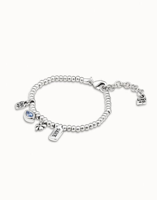 Beaded stretch bracelet with charms, , large