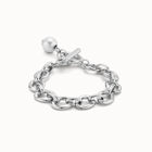 Large link chain bracelet with a pearl
