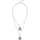 Double necklace with two rectangular faceted crystals