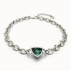 Link chain short necklace with a green crystal
