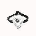 Multi strand leather bracelet with a heart