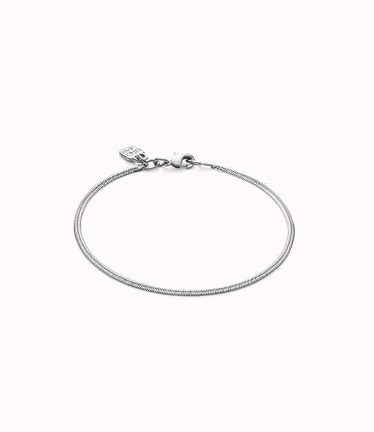 Sterling silver-plated flat snake chain bracelet