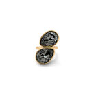 Ring with grey faceted crystals