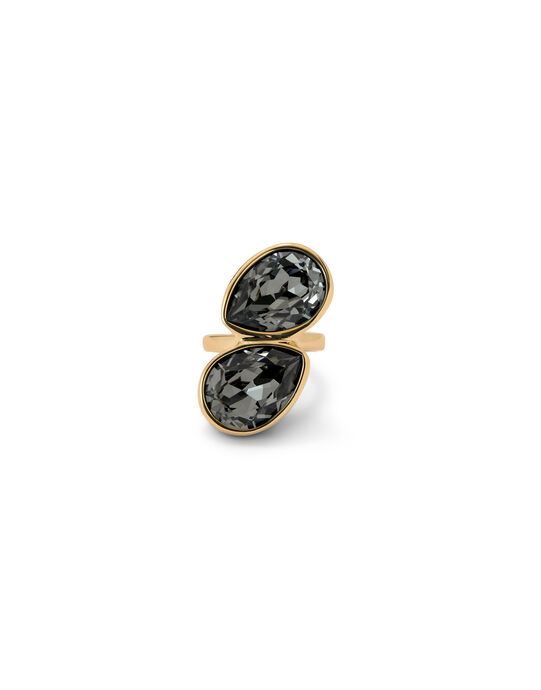 Ring with grey faceted crystals