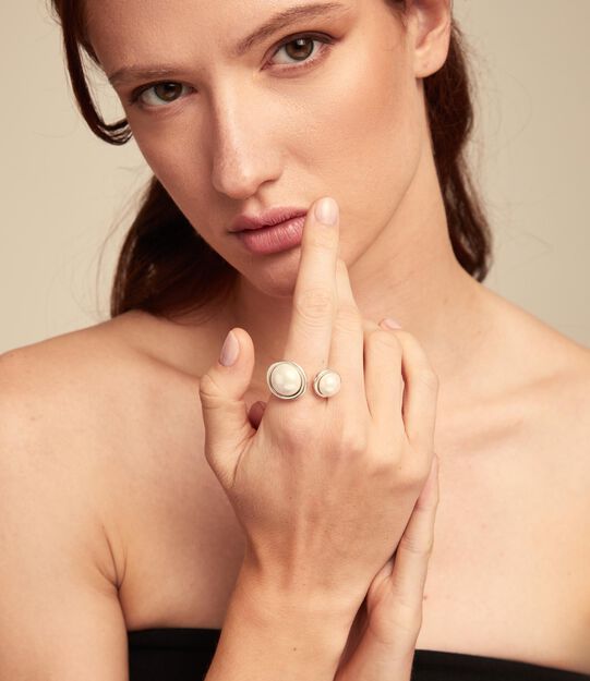 Ring with pearls, Silver, large