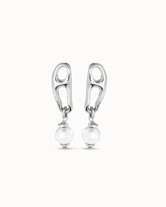 Boucles d’oreilles plaquées argent avec maillon et perle