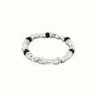 Beaded bracelet with silver and black Murano glass beads