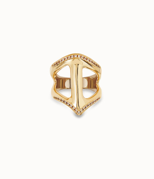 18K gold-plated ring with topaz and manta ray structure