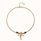 Collar corto ba&ntilde;ado en oro de 18k con lib&eacute;lula