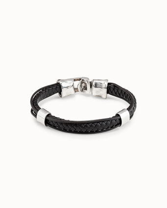 Sterling silver-plated leather bracelet