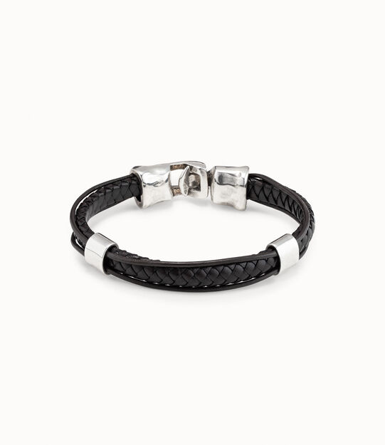 Pulsera de cuero bañada en plata de ley