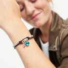 Leather beaded bracelet with green murano glass