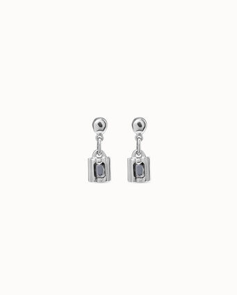 Boucles d’oreilles plaquées argent en forme de cadenas et cristaux