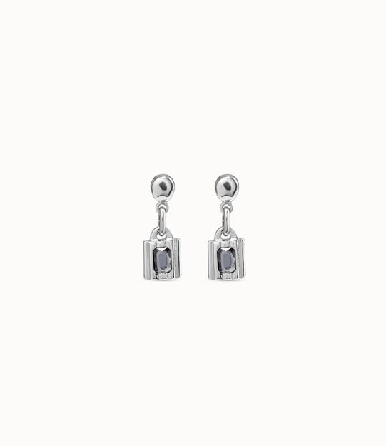 Orecchini placcati argento Sterling a forma di lucchetto e cristalli