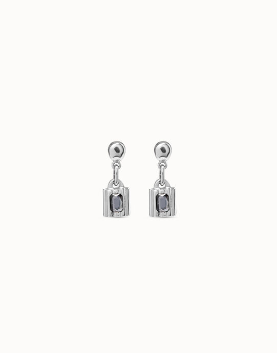Padlock shaped drop earrings