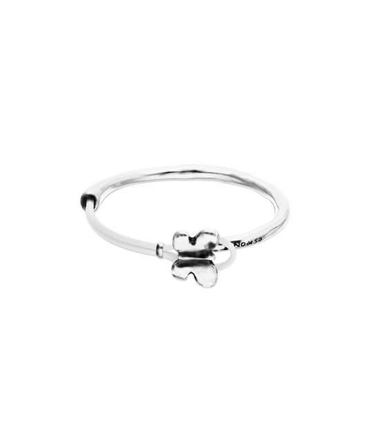 White leather bracelet with butterfly ornament