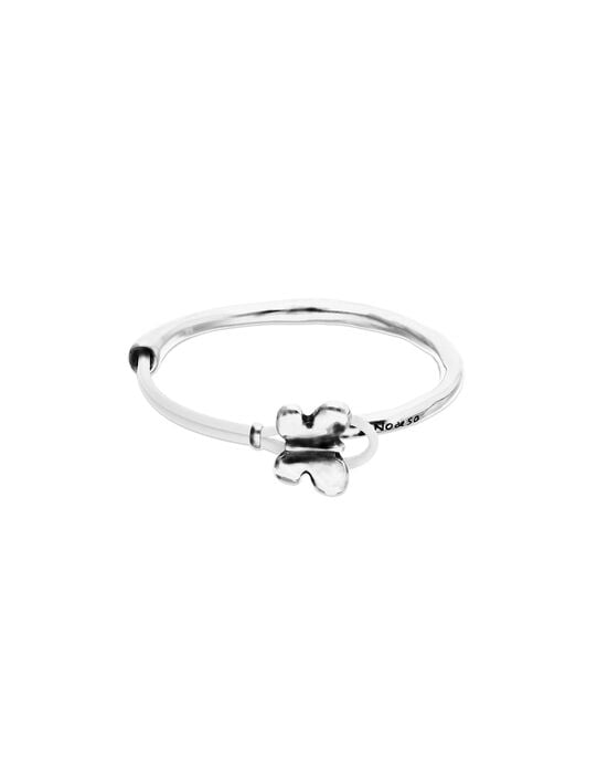 Pulsera combinada en cuero blanco y plata de ley con adorno de mariposa