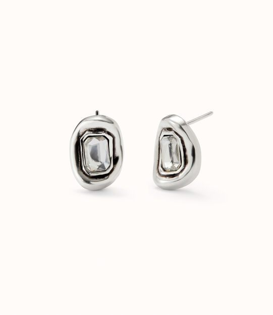 Stud earrings with white faceted crystal