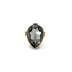 Drop-shaped ring with a grey faceted crystal
