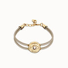 Double ivory leather birthstone bracelet with eye