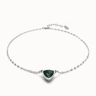 Pendant chain link necklace with green crystal