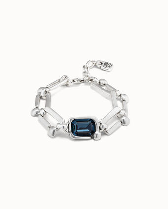 Sterling silver-plated bracelet with nail shaped links and central crystal