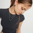 Multi-layer pendant link necklace with black murano glass