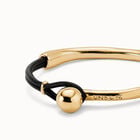 Pulsera semir&iacute;gida ba&ntilde;ada en oro 18k con cuero de color marr&oacute;n