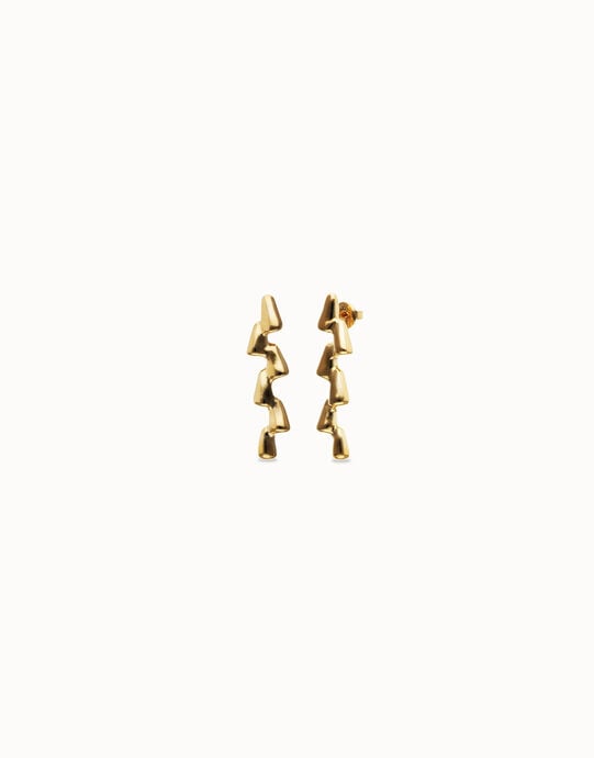 Pendientes alargados en zig-zag ba&ntilde;ados en oro 18k