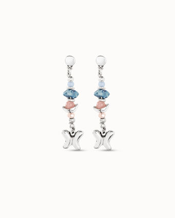 Boucles d’oreilles plaquées argent avec cristaux artisanaux multicolores