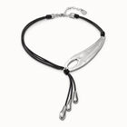 Leather necklace with fringes with drops