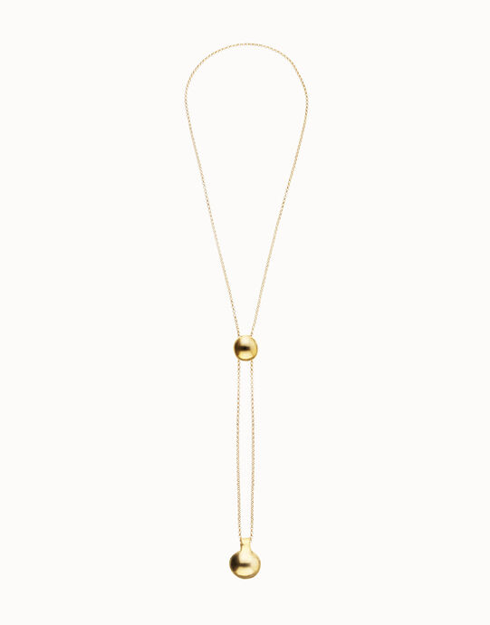 Collar ba&ntilde;ado en oro de 18k de cadena regulable en altura con dos pesos