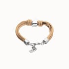 Bracelet in silk thread and camel leather with heart