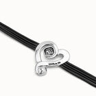 Multi strand leather bracelet with a heart