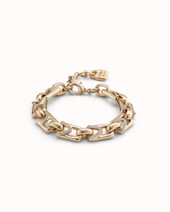 Pulsera bañada en oro 18k con eslabones pequeños con topacios