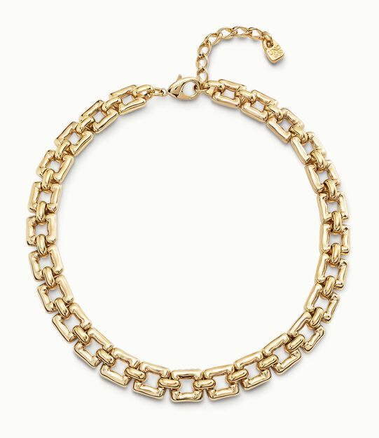 Short square link chain necklace