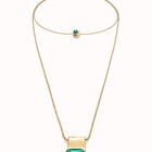 Double strand chain necklace with green crystals