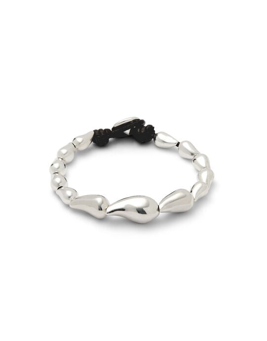 Pulsera ba&ntilde;ada en plata con gotas enlazadas
