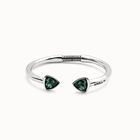 Cuff bracelet with two green  crystals