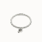 Beaded  stretch bracelet with heart and black crystal