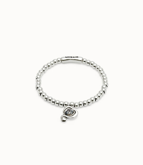 Pulsera de bolas bañadas en plata de ley con cristal negro