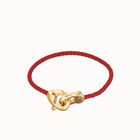 Red leather bracelet with interlocking carabiner