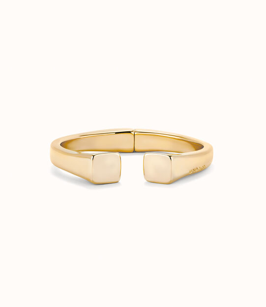 Pulsera rígida bañada oro 18k acabado liso y forma cuadrada