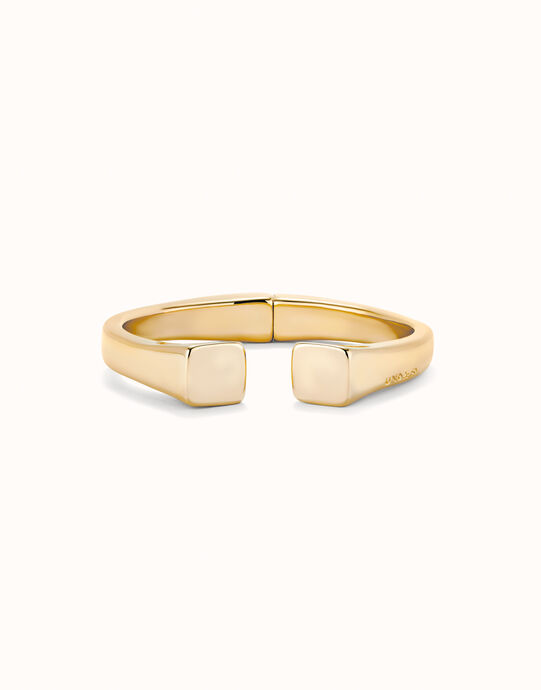 Pulsera r&iacute;gida ba&ntilde;ada oro 18k acabado liso y forma cuadrada