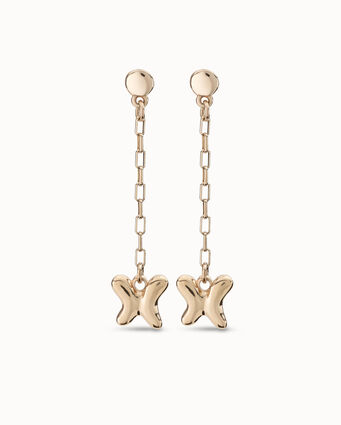 18K gold-plated earrings with dangling chain