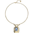 Necklace with rectangular blue faceted crystal