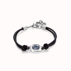 Bracciale in cuoio placcato argento sterling con cristallo grigio